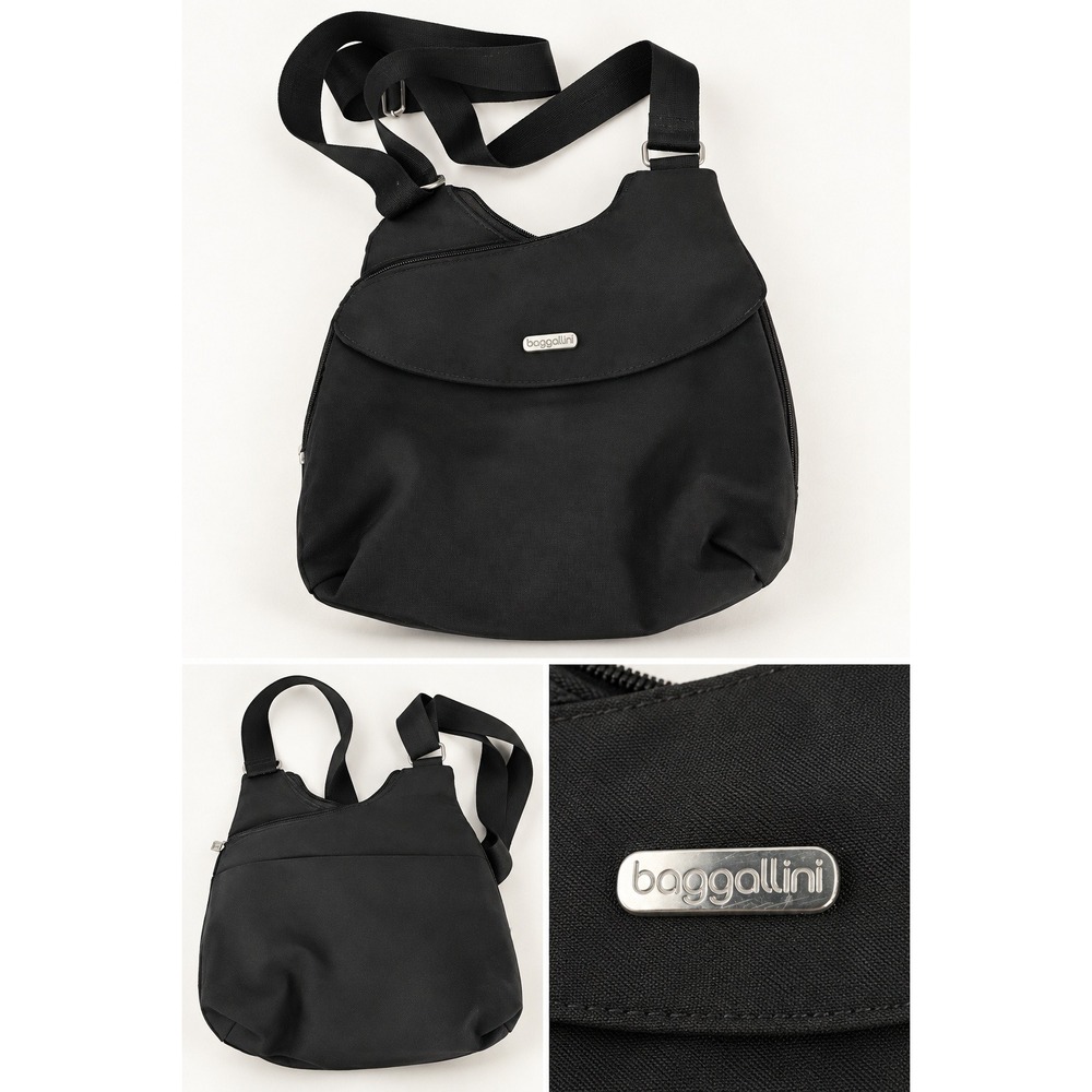Baggallini Black Nylon Crossbody Bag Adjustable Strap Travel Everyday Purse